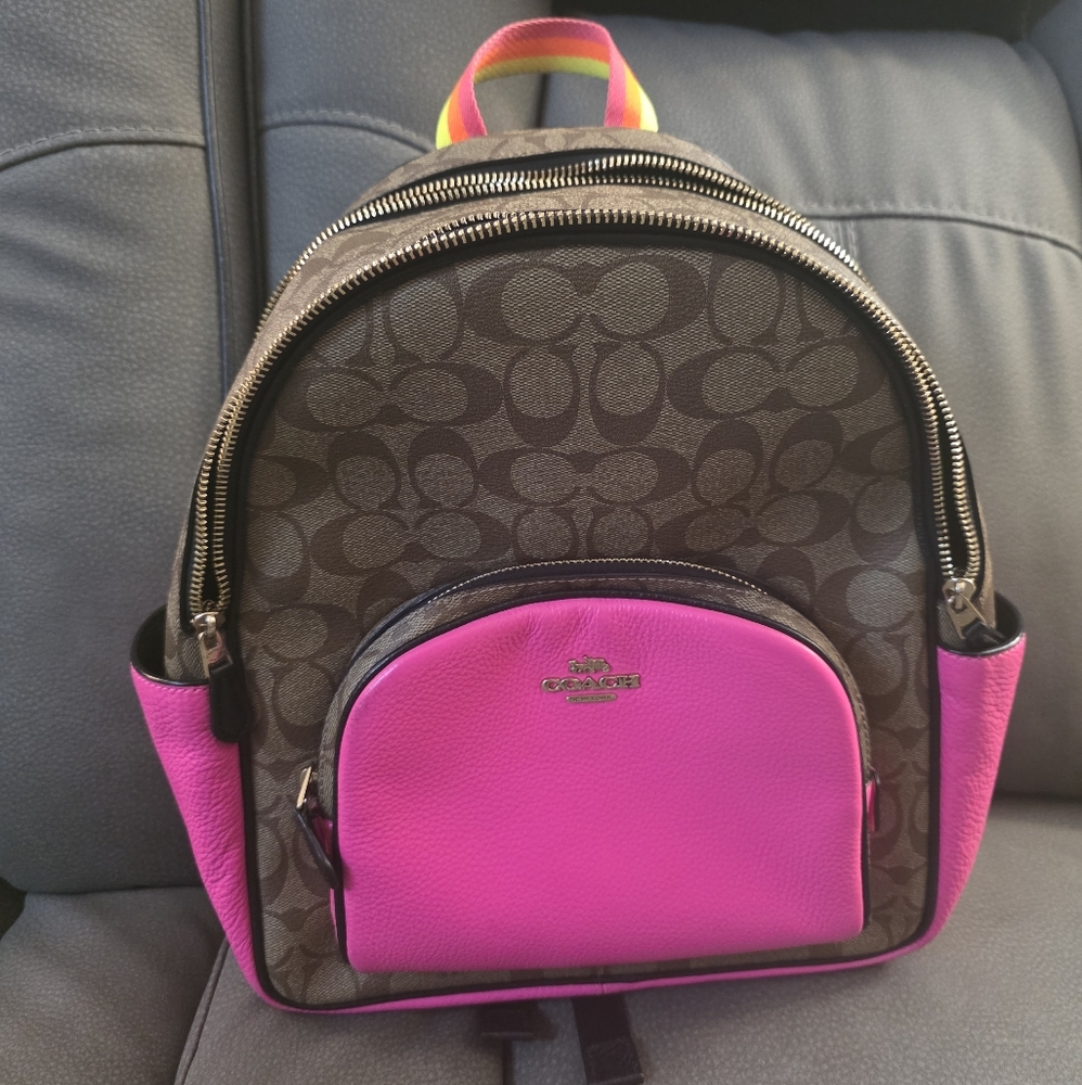 Coach Court Backpack In Colorblock Signature Canvas